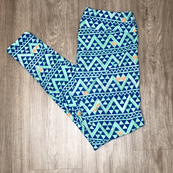 LuLaRoe Pants - LulaRoe | Blue & Green Zig Zag Patterned Leggings